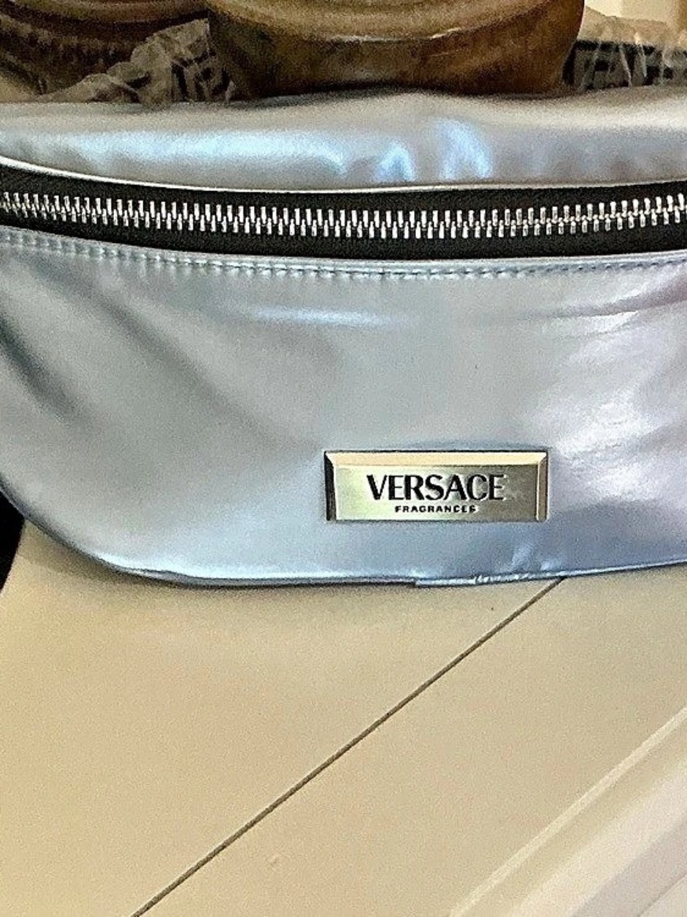 Versace Metallic Silver Belt Bag Fanny Pack Crossbody GWP